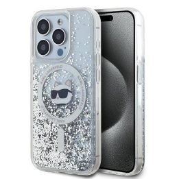 Karl Lagerfeld Liquid Glitter Choupette Head MagSafe dėkliukas iPhone 13 Pro / 13 - permatomas