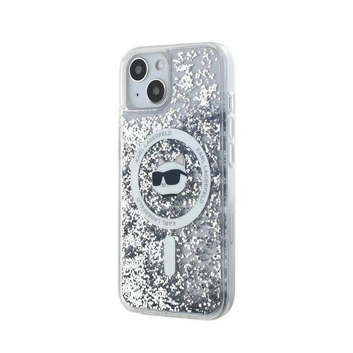 Karl Lagerfeld Liquid Glitter Choupette Head MagSafe dėkliukas iPhone 13“ – skaidrus