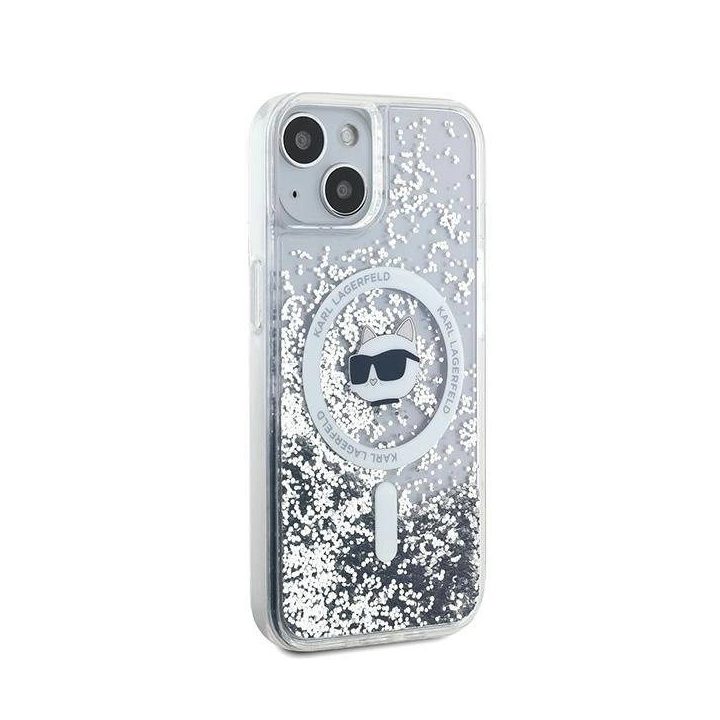 Karl Lagerfeld Liquid Glitter Choupette Head MagSafe dėkliukas iPhone 13“ – skaidrus