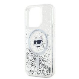 Karl Lagerfeld Liquid Glitter Choupette Head MagSafe dėklas iPhone 15 Pro - skaidrus