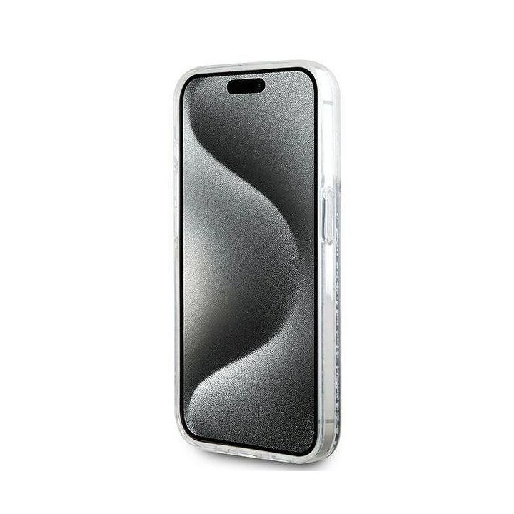 Karl Lagerfeld Liquid Glitter Choupette Head MagSafe dėklas iPhone 15 Pro - skaidrus