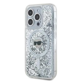 Karl Lagerfeld Liquid Glitter Karl Head MagSafe dėklas iPhone 15 Pro - skaidrus