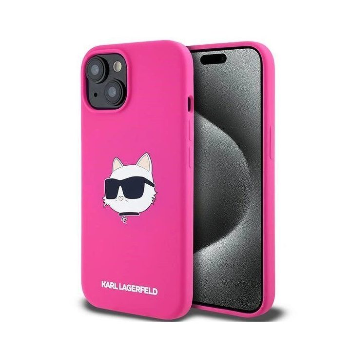 Karl Lagerfeld Silicone Choupette Head MagSafe dėklas iPhone 15 Plus / 14 Plus - rausvas
