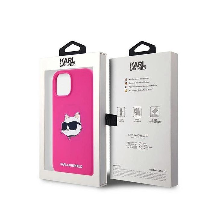 Karl Lagerfeld Silicone Choupette Head MagSafe dėklas iPhone 15 Plus / 14 Plus - rausvas