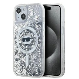 Karl Lagerfeld Liquid Glitter Choupette Head MagSafe dėklas iPhone 14 / 15 / 13“ telefonams – skaidrus
