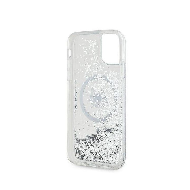 Karl Lagerfeld Liquid Glitter Choupette galvos formos MagSafe dėklas iPhone 11 / Xr“ – skaidrus