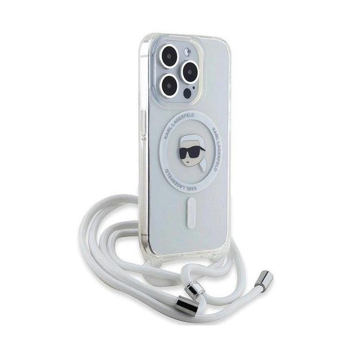 Karl Lagerfeld Crossbody IML Karl Head MagSafe dėklas iPhone 15 Pro - permatomas