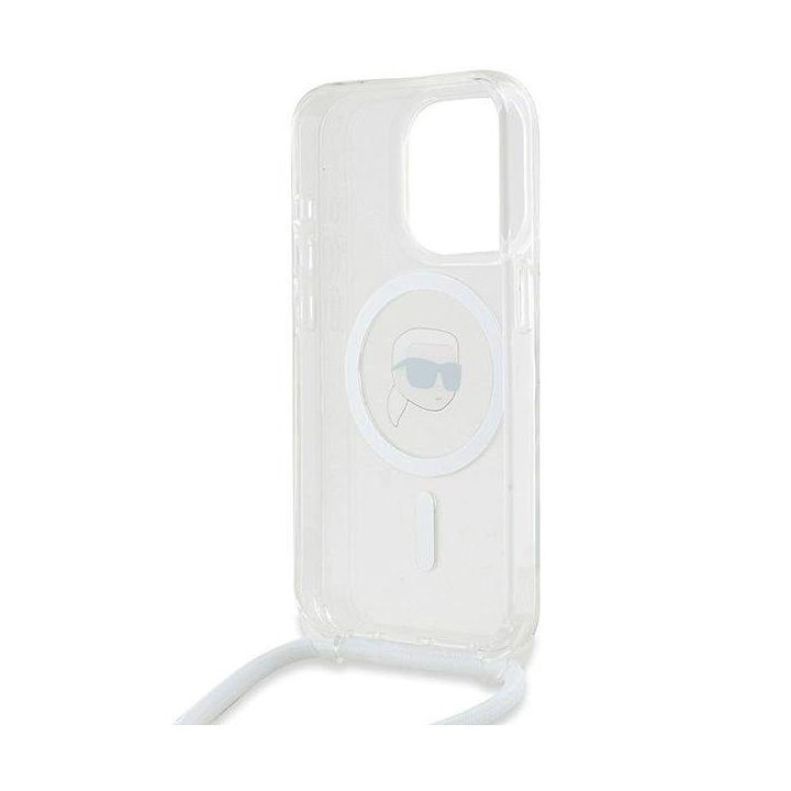 Karl Lagerfeld Crossbody IML Karl Head MagSafe dėklas iPhone 15 Pro - permatomas