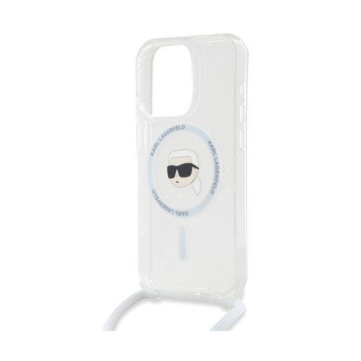 Karl Lagerfeld Crossbody IML Karl Head MagSafe dėklas iPhone 15 Pro - permatomas