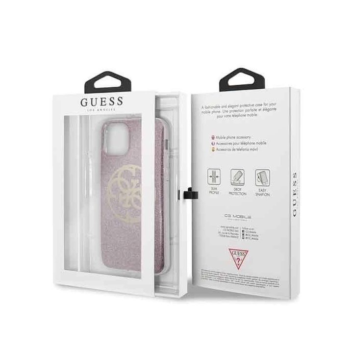 iPhone 11 Pro“ rausvos spalvos kietas dėklas 4G Circle Glitter“