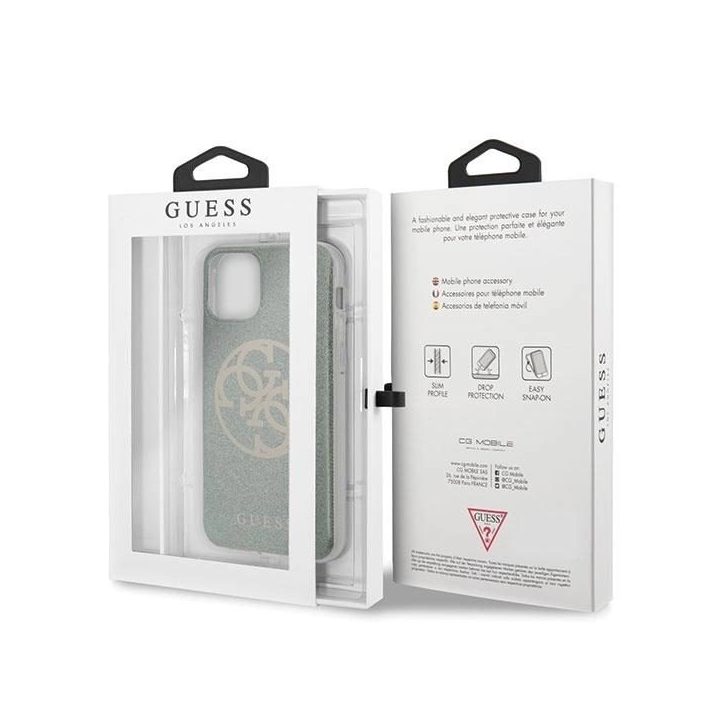 iPhone 11 Pro Max Chaki spalvos dėklas su 4G Circle blizgučiais