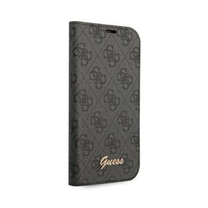 Dėklas iPhone 14“ 6,1 juodas / juodas knyga“ 4G derliaus aukso spalvos logotipas
