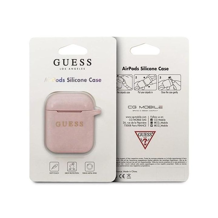 AirPods“ dangtelis šviesiai rožinis / rausvas silikonas su blizgučiais