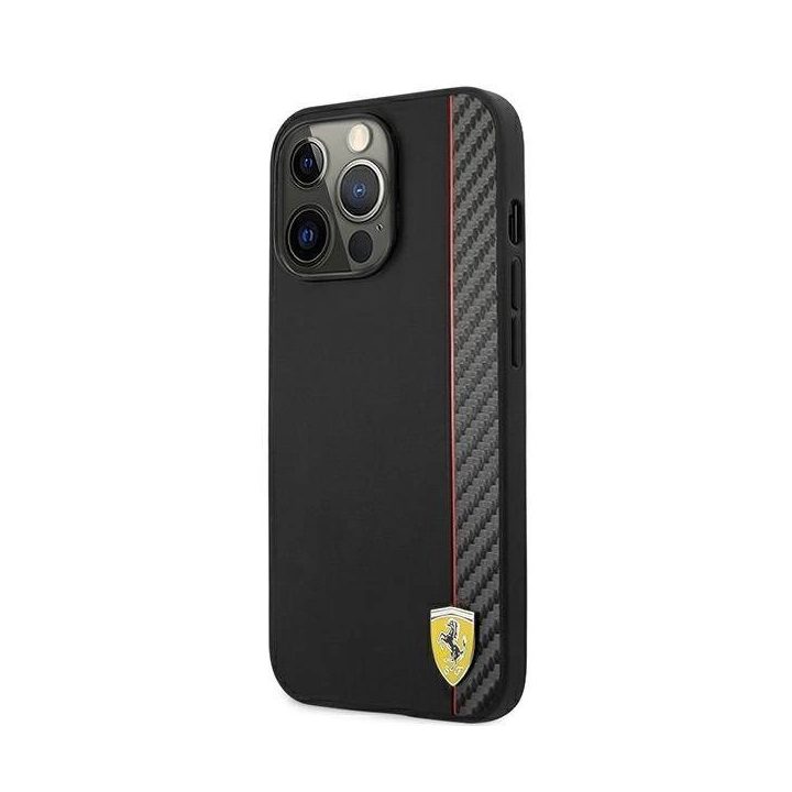 Ferrari iPhone 13 Pro Max“ 6,7 juodas / juodas kieto korpuso On Track Carbon Stripe“