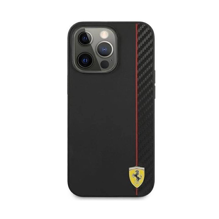 Ferrari iPhone 13 Pro Max“ 6,7 juodas / juodas kieto korpuso On Track Carbon Stripe“