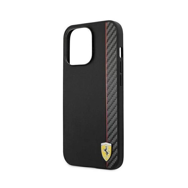 Ferrari iPhone 13 Pro Max“ 6,7 juodas / juodas kieto korpuso On Track Carbon Stripe“