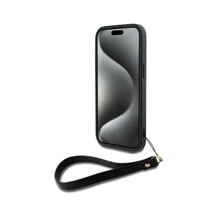 apyrankės dirželio formos Stock“ logotipas iPhone 15 / 14 / 13“ dėklui - juoda