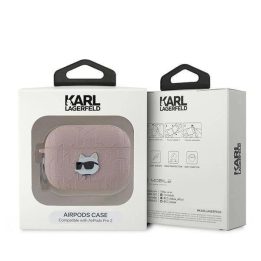 Karl Lagerfeld Monogram Choupette dėklas AirPods Pro 2 ausinėms – rausvos spalvos
