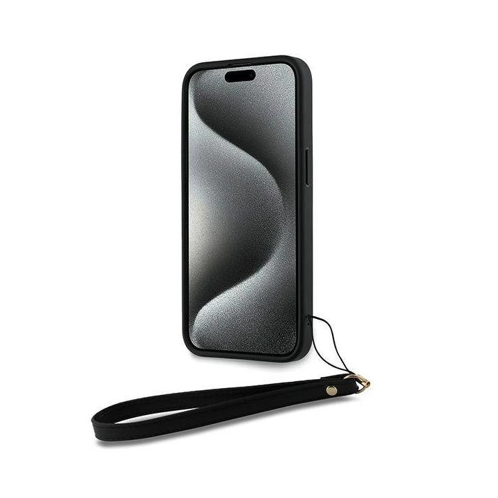 riešo dirželio dėklas su atspausdintu logotipu skirtas iPhone 14 Pro“ - juodas
