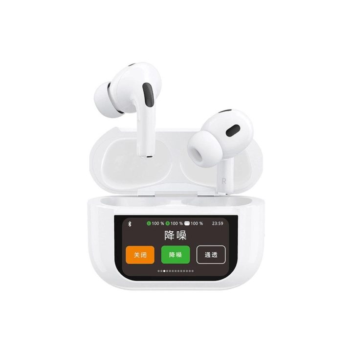 Bluetooth 5.3 ausines su LED ekranu – baltos