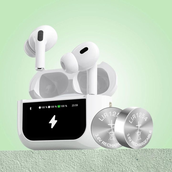 Bluetooth 5.3 ausines su LED ekranu – baltos