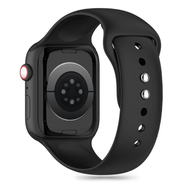 silikoninė apyrankė skirta Apple Watch 4 / 5 / 6 / 7 / 8 / 9 / SE / Ultra 1 / 2 (42 / 44 / 45 / 49 mm) – juoda