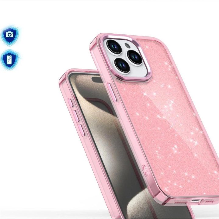 dėklas iPhone 16 Pro Max - rožinis su blizgučiais