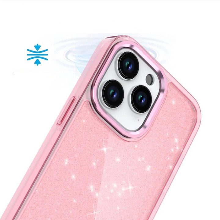 dėklas iPhone 16 Pro Max - rožinis su blizgučiais