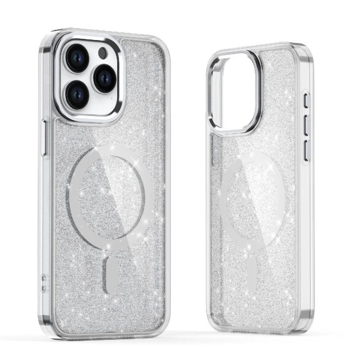 dėklas iPhone 16 Plus - baltas su blizgučiais