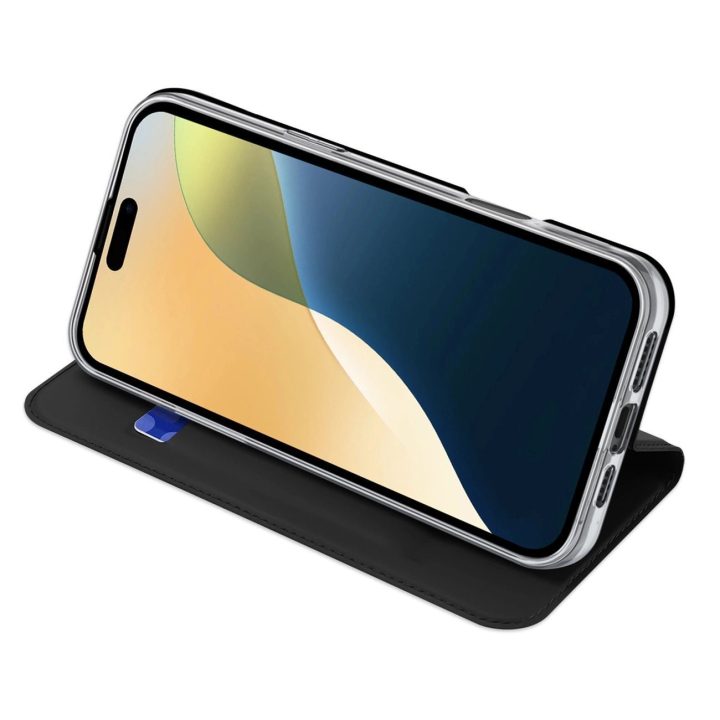 dėklas skirtas iPhone 16 Plus“ su atvartu ir kortelių skyreliu - juodas