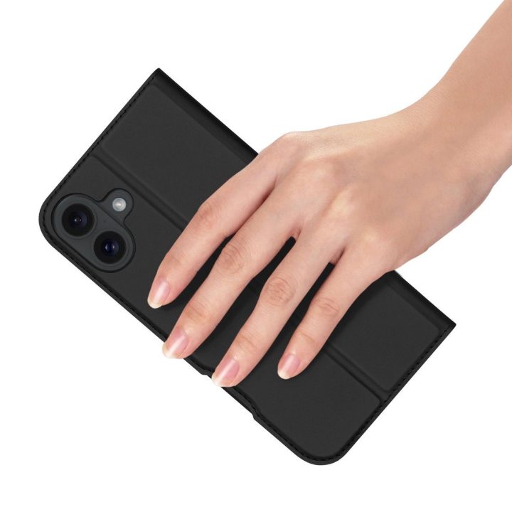 dėklas skirtas iPhone 16 Plus“ su atvartu ir kortelių skyreliu - juodas