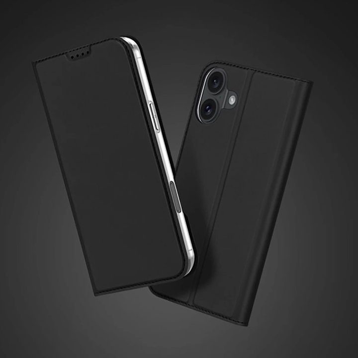 dėklas skirtas iPhone 16 Plus“ su atvartu ir kortelių skyreliu - juodas