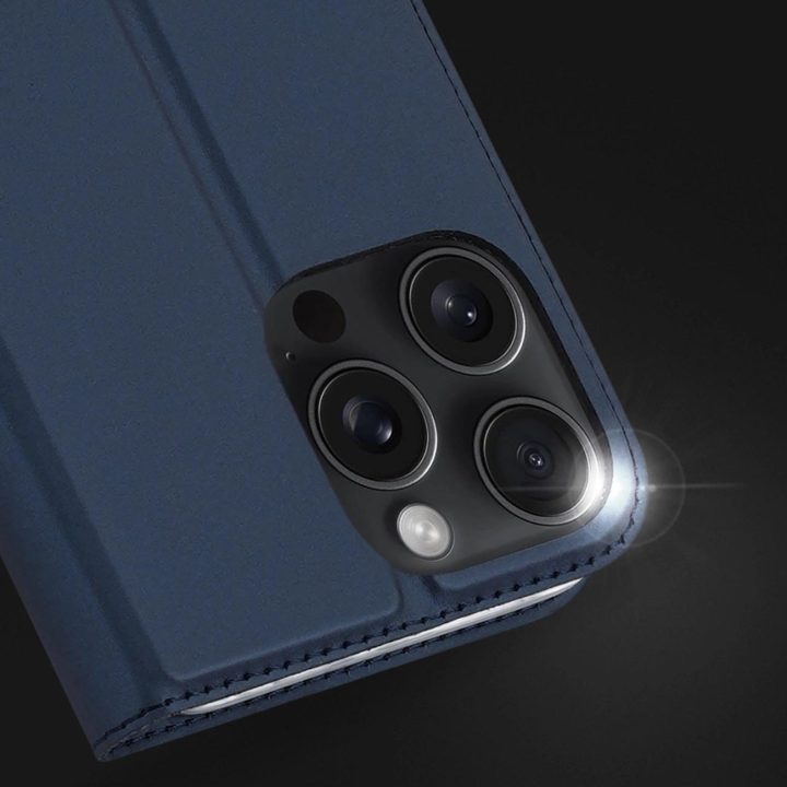 dėklas iPhone 16 Pro Max“ su atverčiamu dangteliu ir kortelių lizdu – mėlynas