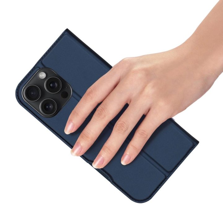 dėklas iPhone 16 Pro Max“ su atverčiamu dangteliu ir kortelių lizdu – mėlynas