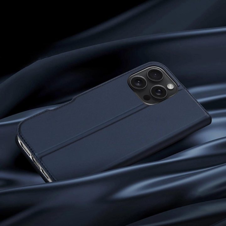 dėklas iPhone 16 Pro Max“ su atverčiamu dangteliu ir kortelių lizdu – mėlynas
