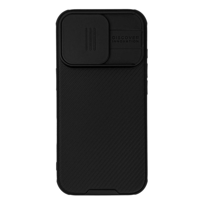 dėklas iPhone 16 Pro“ su kameros dangteliu – juodas