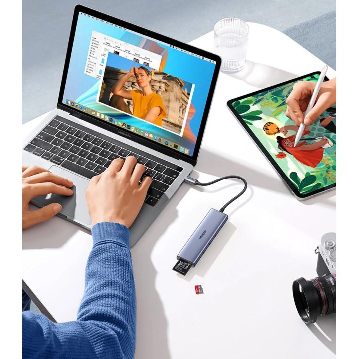 6in1 USB A 3.0 / SD/TF kortelių skaitytuvas - pilkas