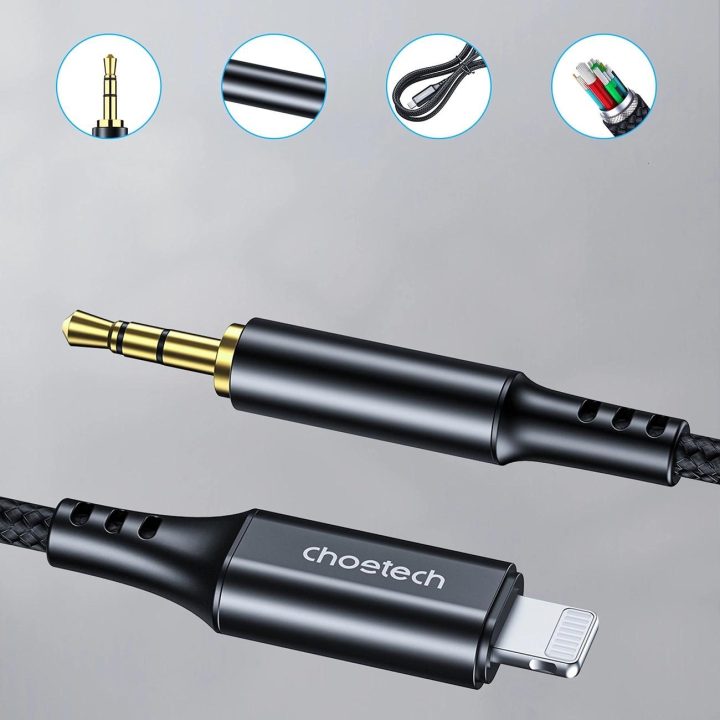 laidas su apšvietimu / mini jungtimi 3,5 mm 1 m – juodas