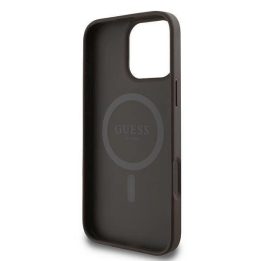 Guess 4G Ring Classic logo MagSafe iPhone 16 Pro dėklas – rudos spalvos