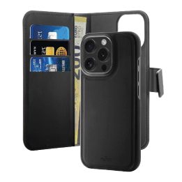 ekologiškos odos dėklas su atverčiamu dangteliu ir piniginei iPhone 16 Pro“ – juodas