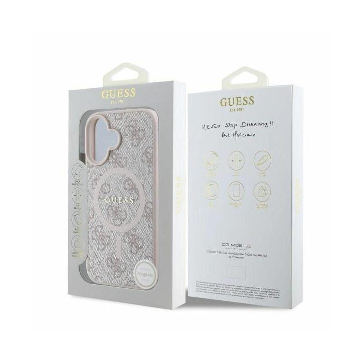 Guess 4G Ring Classic Logo“ MagSafe“ iPhone 16“ dėklas – rožinė