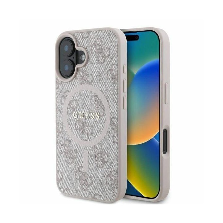 Guess 4G Ring Classic Logo“ MagSafe“ iPhone 16“ dėklas – rožinė