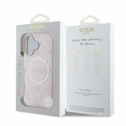 Guess Saffiano Peony Classic Logo MagSafe iPhone 16 dėklas - rausvas