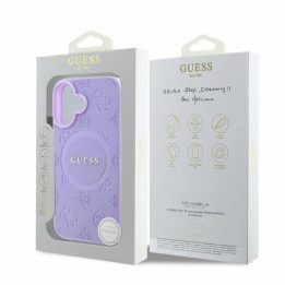 Guess Saffiano Peony Classic Logo MagSafe“ telefono dėklas iPhone 16 – violetinė