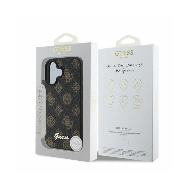 Guess Peony Script MagSafe iPhone 16 dėklas - juodas
