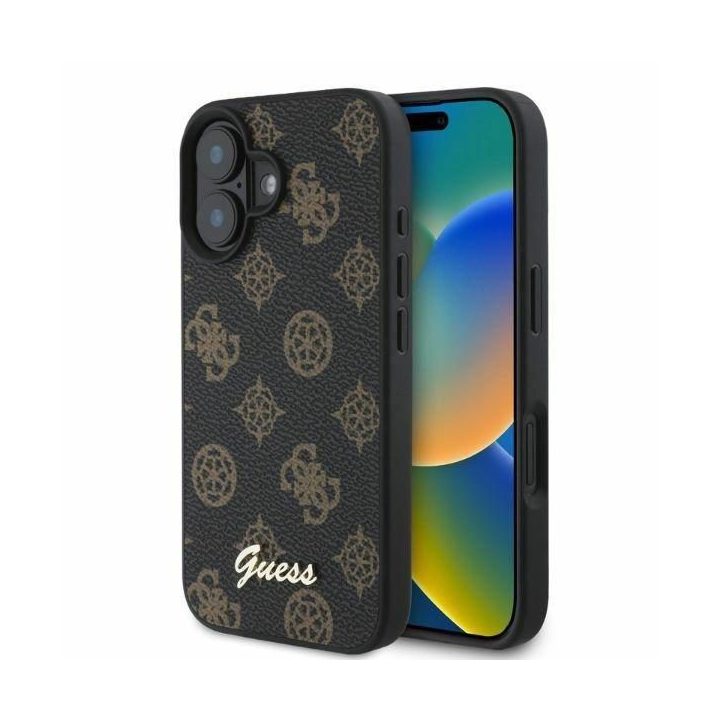 Guess Peony Script MagSafe iPhone 16 dėklas - juodas