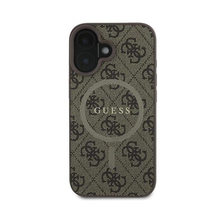 Guess 4G Ring Classic Logo MagSafe iPhone 16 Plus“ dėklas – rudos spalvos