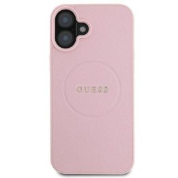 Guess Grained Gold Ring MagSafe iPhone 16 Plus dėklas - rožinis