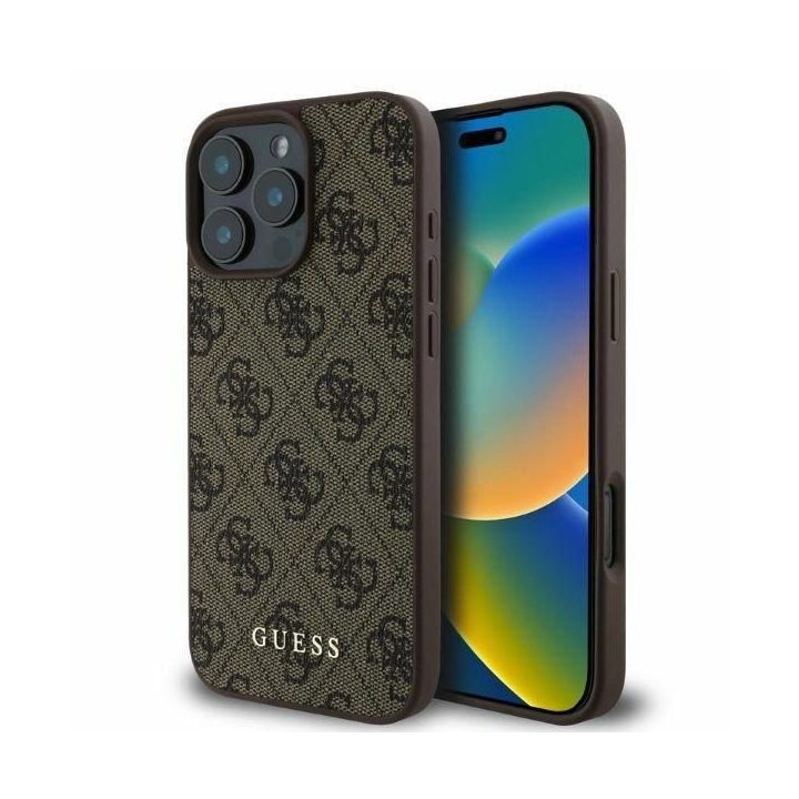 Guess 4G Classic iPhone 16 Pro dėklas - rudas