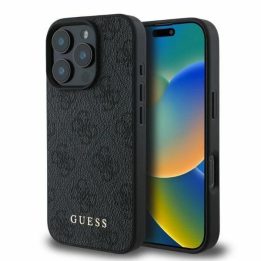 Guess“ 4G klasikinio iPhone 16 Pro“ dėklas – juodas